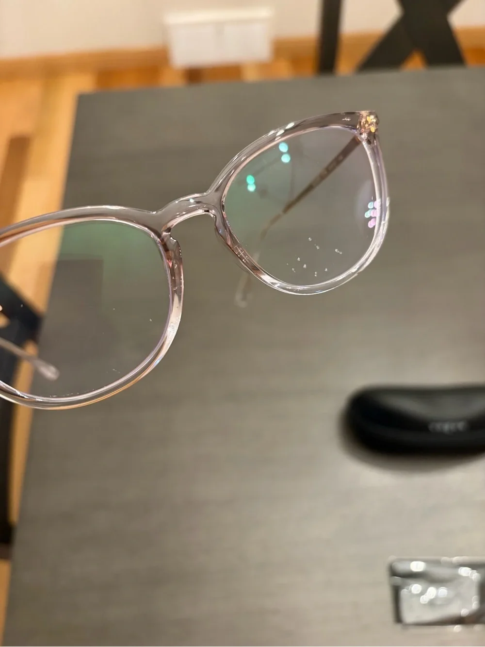 Vogue Grey Gradient Cat-Eye Glasses with Clear Lower Frame